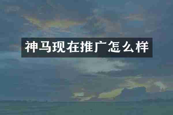 神马现在推广怎么样