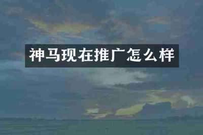 神马现在推广怎么样