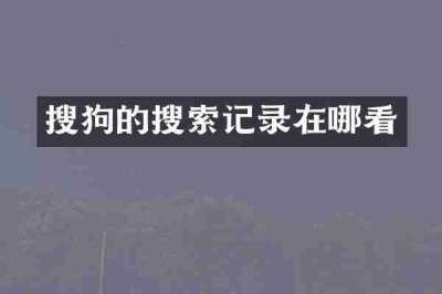 搜狗的搜索记录在哪看