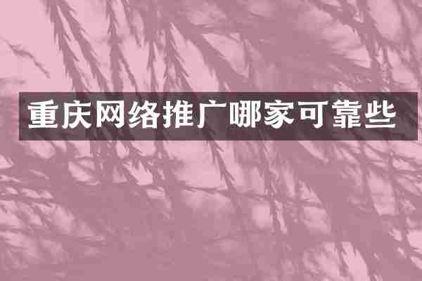 重庆网络推广哪家可靠些