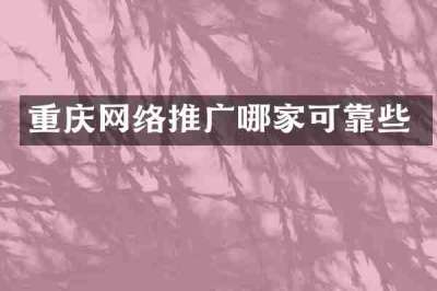 重庆网络推广哪家可靠些