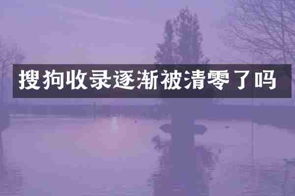 搜狗收录逐渐被清零了吗