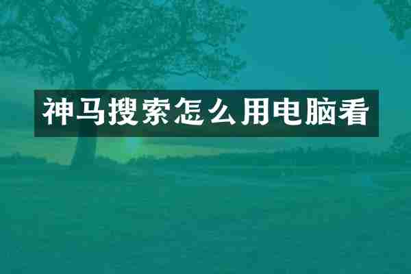 神马搜索怎么用电脑看