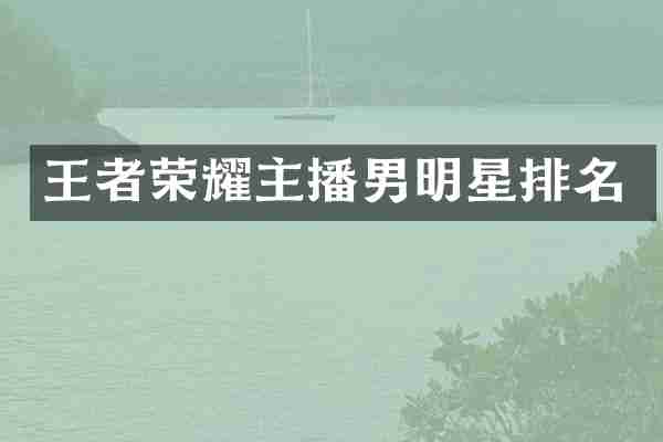 王者荣耀主播男明星排名