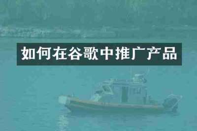 如何在谷歌中推广产品