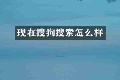 现在搜狗搜索怎么样