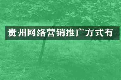 贵州网络营销推广方式有
