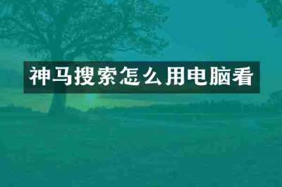神马搜索怎么用电脑看