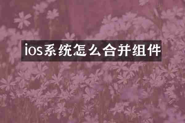 ios系统怎么合并组件