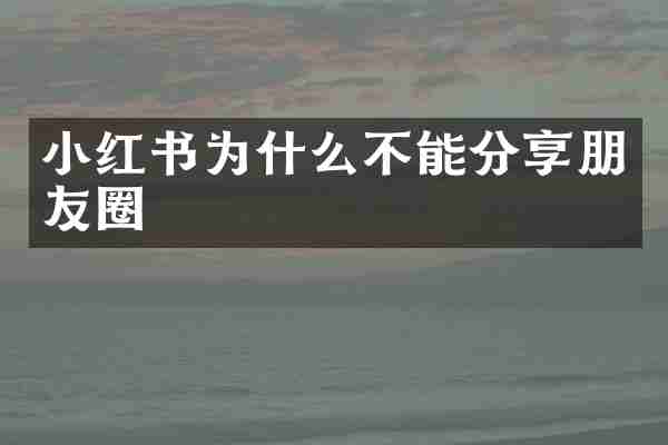 小红书为什么不能分享朋友圈