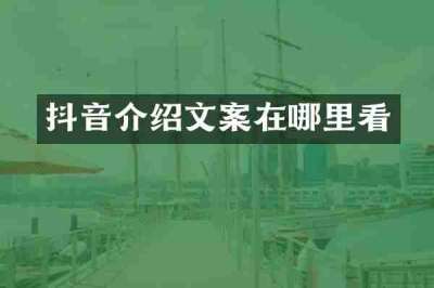 抖音介绍文案在哪里看