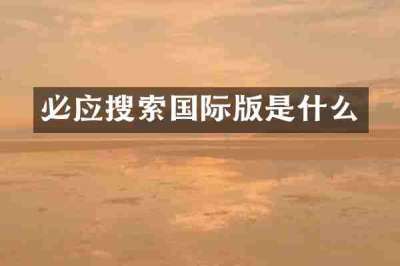 必应搜索国际版是什么