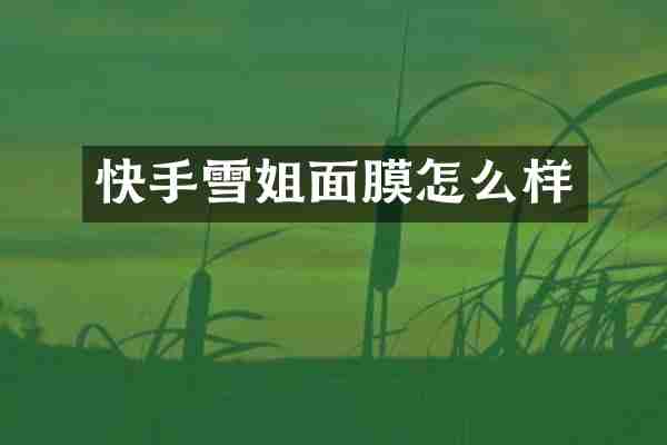快手雪姐面膜怎么样