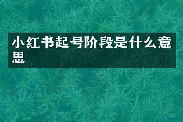 小红书起号阶段是什么意思