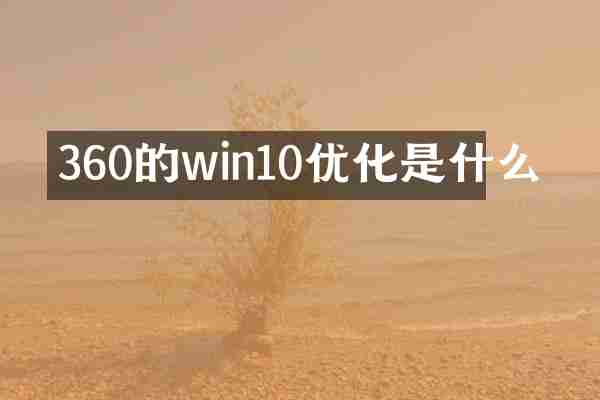 360的win10优化是什么