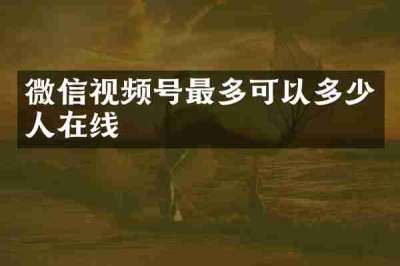 微信视频号最多可以多少人在线