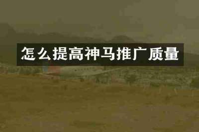 怎么提高神马推广质量