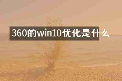 360的win10优化是什么