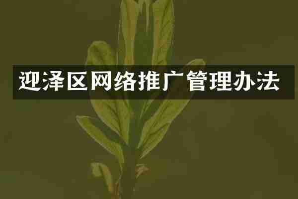迎泽区网络推广管理办法