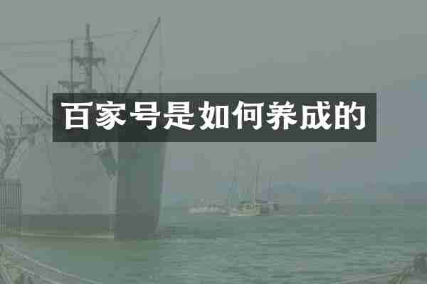 百家号是如何养成的