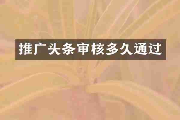推广头条审核多久通过