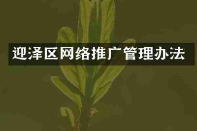 迎泽区网络推广管理办法