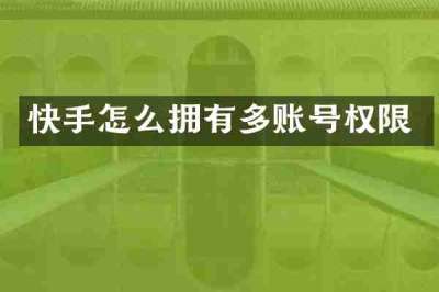 快手怎么拥有多账号权限