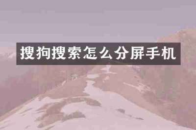 搜狗搜索怎么分屏手机