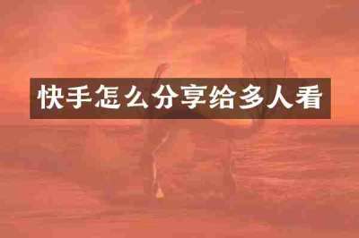 快手怎么分享给多人看