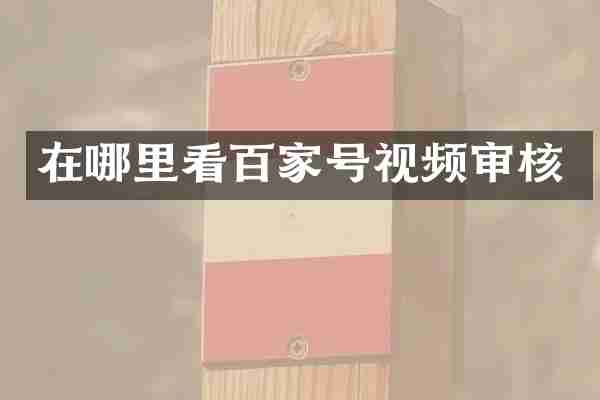 在哪里看百家号视频审核