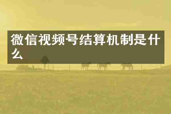 微信视频号结算机制是什么