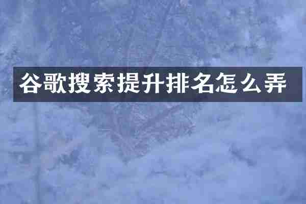 谷歌搜索提升排名怎么弄