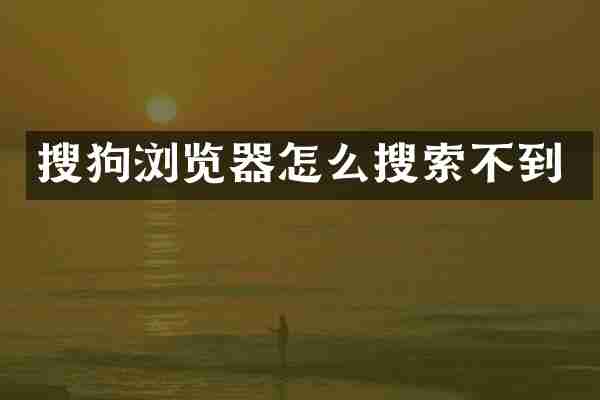 搜狗浏览器怎么搜索不到