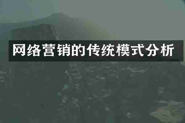 网络营销的传统模式分析