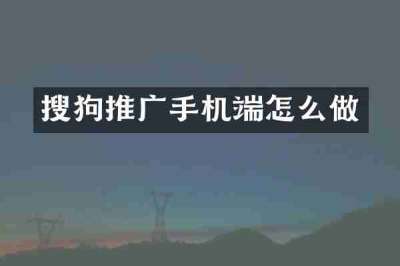搜狗推广手机端怎么做