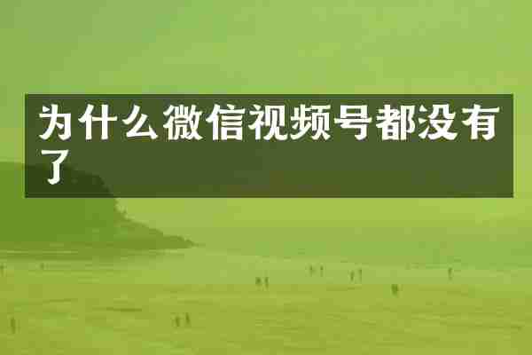 为什么微信视频号都没有了