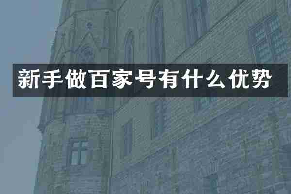新手做百家号有什么优势