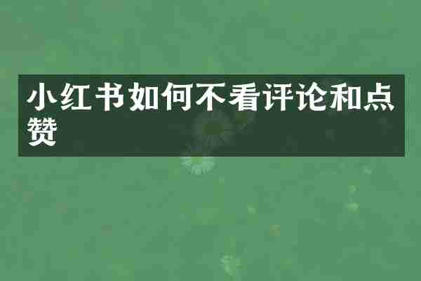 小红书如何不看评论和点赞