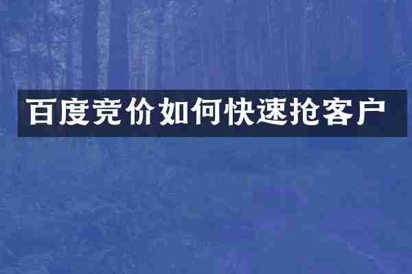 百度竞价如何快速抢客户
