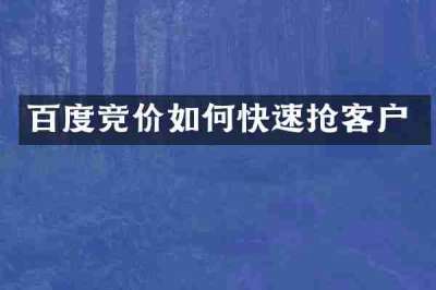 百度竞价如何快速抢客户