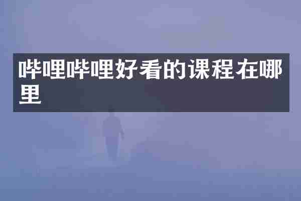 哔哩哔哩好看的课程在哪里