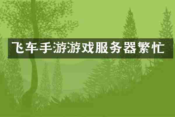 飞车手游游戏服务器繁忙