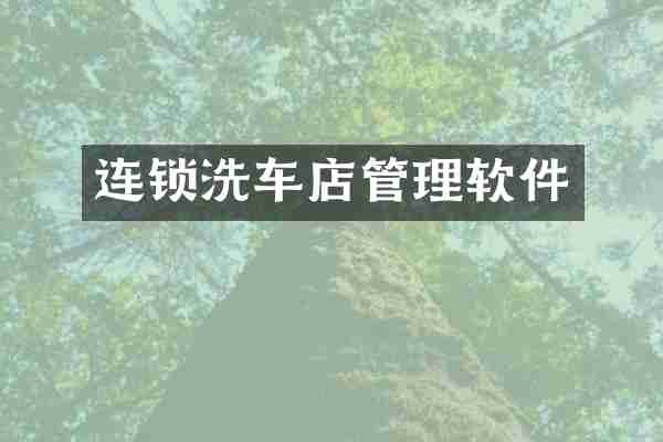 连锁洗车店管理软件