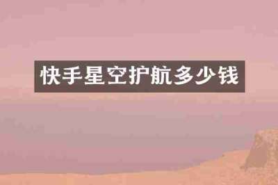 快手星空护航多少钱