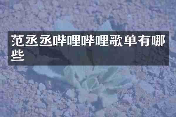 范丞丞哔哩哔哩歌单有哪些