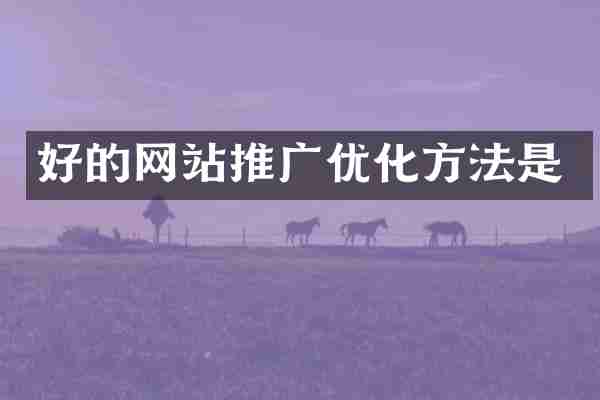 好的网站推广优化方法是