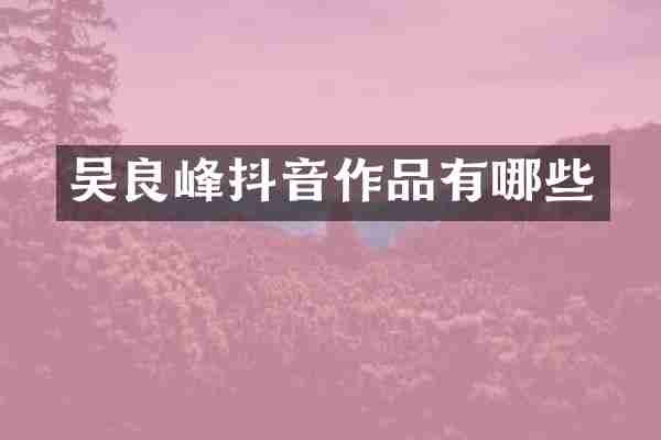 吴良峰抖音作品有哪些