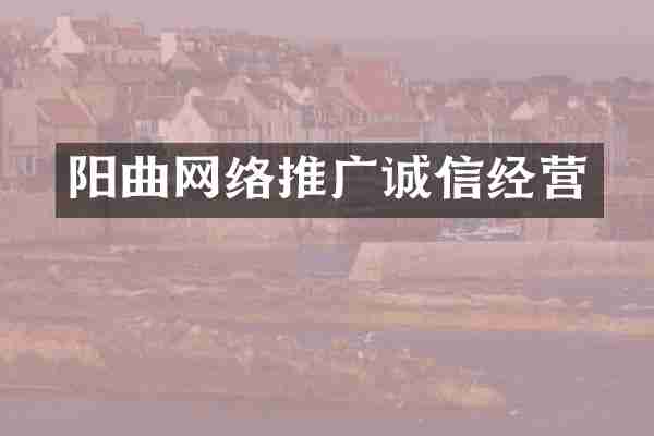 阳曲网络推广诚信经营