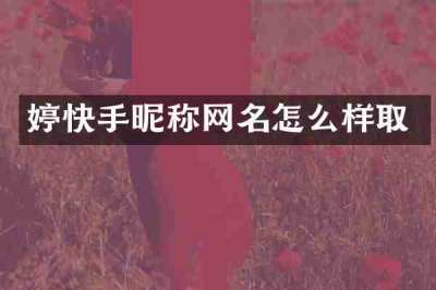婷快手昵称网名怎么样取