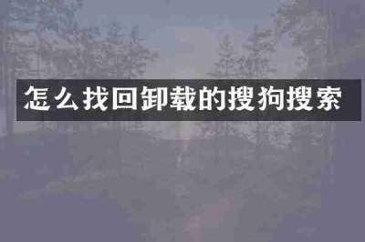 怎么找回卸载的搜狗搜索
